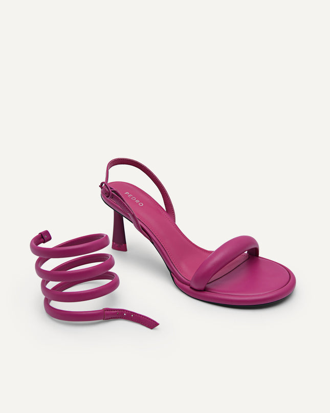 Terrazo Heels with Detachable Coil Strap - Berry