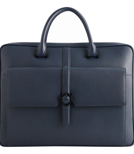 Leather Briefcase with Buckle Detail