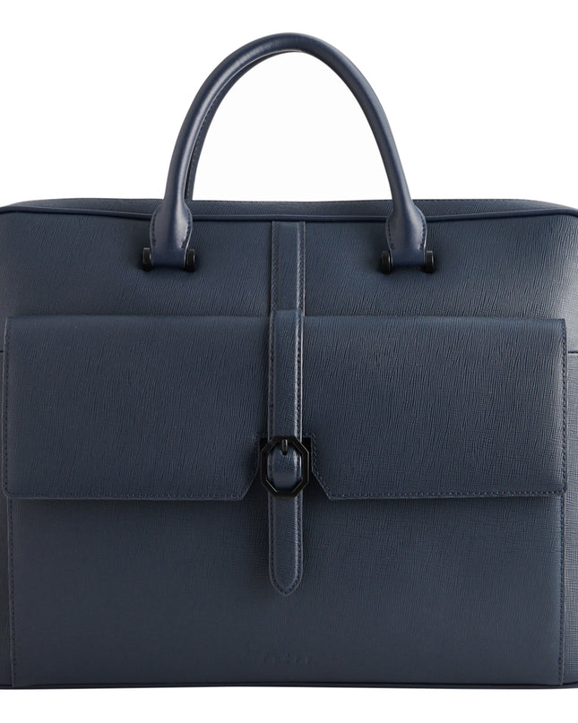 Leather Briefcase with Buckle Detail