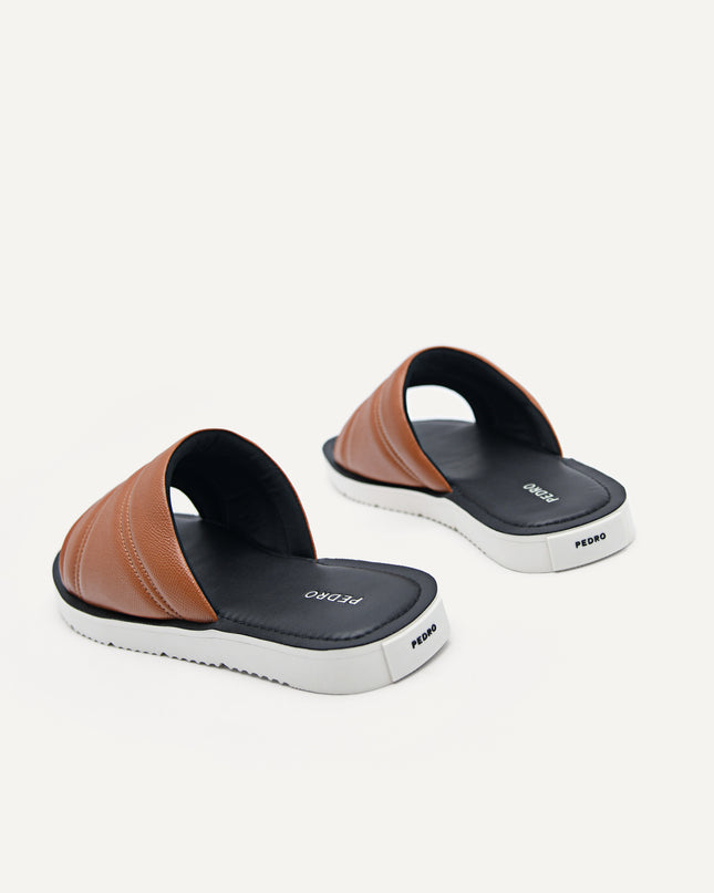 Ribbed Plush Synthetic Leather Slides
