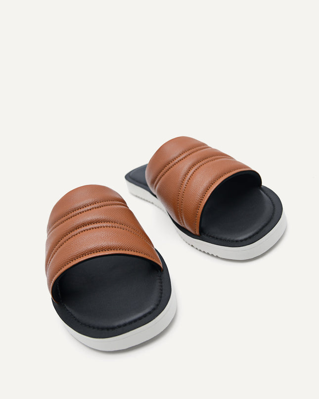 Ribbed Plush Synthetic Leather Slides