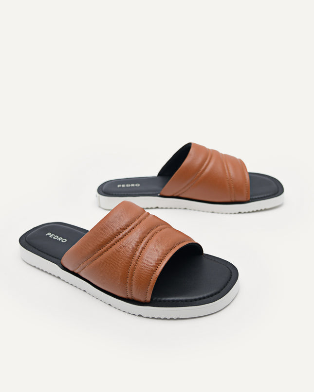 Ribbed Plush Synthetic Leather Slides