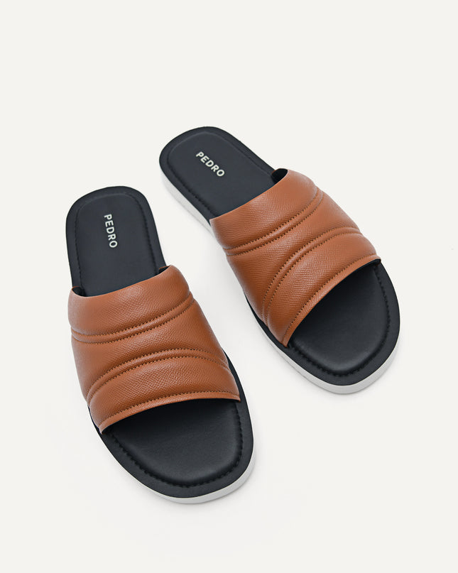 Ribbed Plush Synthetic Leather Slides