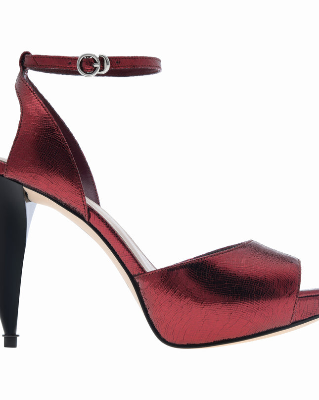 Chrome Heel Leather Ankle Strap Platforms