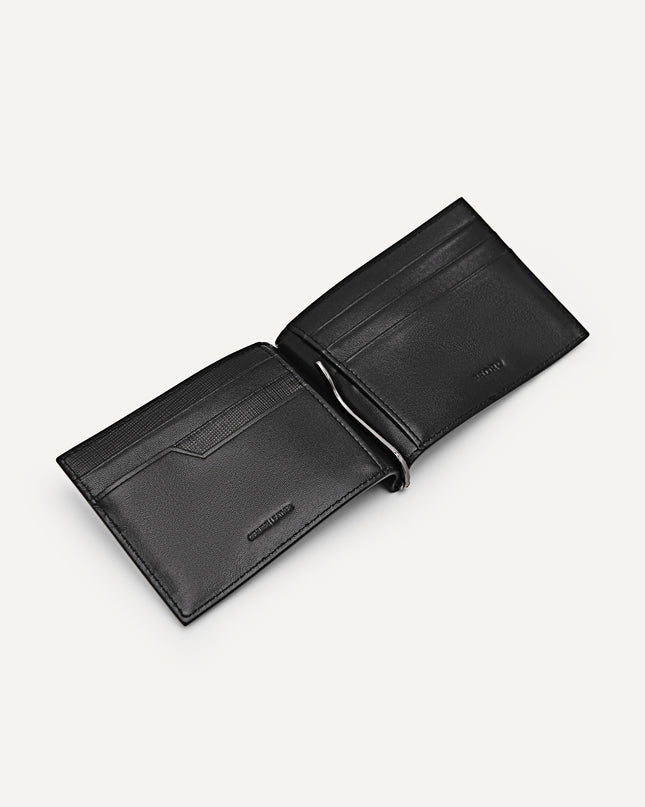 Embossed Leather Bi-Fold Money Clip
