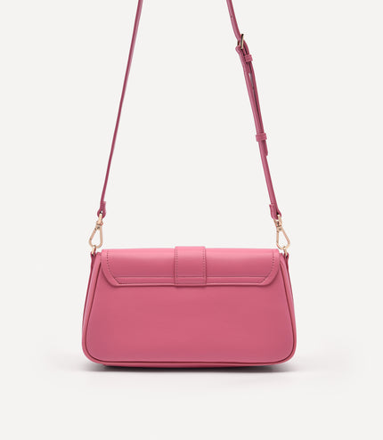 Buckle Shoulder Bag with Chain Detail