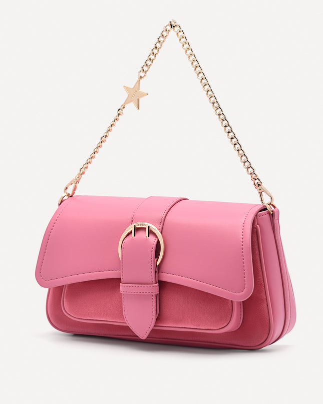 Buckle Shoulder Bag with Chain Detail