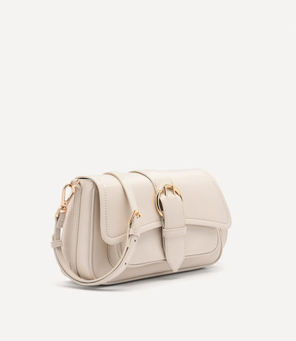 Buckle Shoulder Bag with Chain Detail