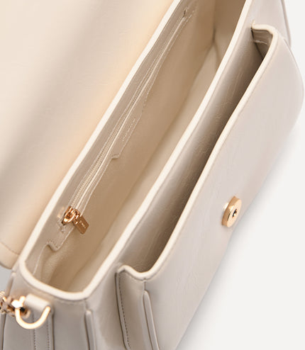 Buckle Shoulder Bag with Chain Detail