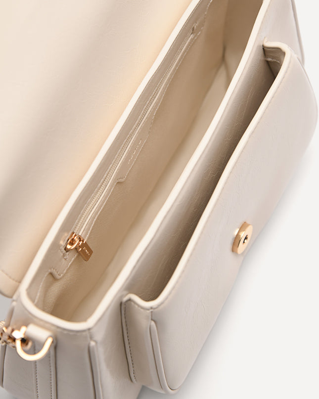 Buckle Shoulder Bag with Chain Detail