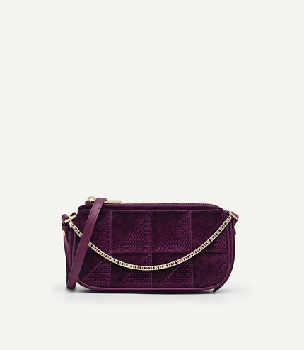 Maddy Velvet Chain Detailed Shoulder Bag - Fuchsia