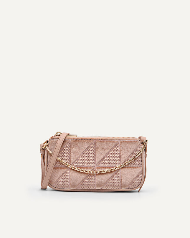 Maddy Velvet Chain Detailed Shoulder Bag - Fuchsia