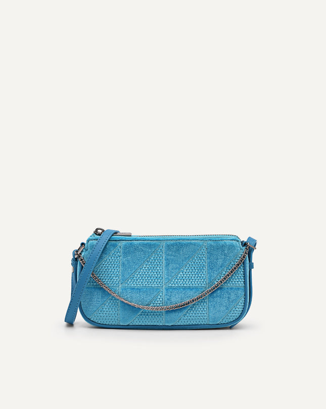 Maddy Velvet Chain Detailed Shoulder Bag - Fuchsia