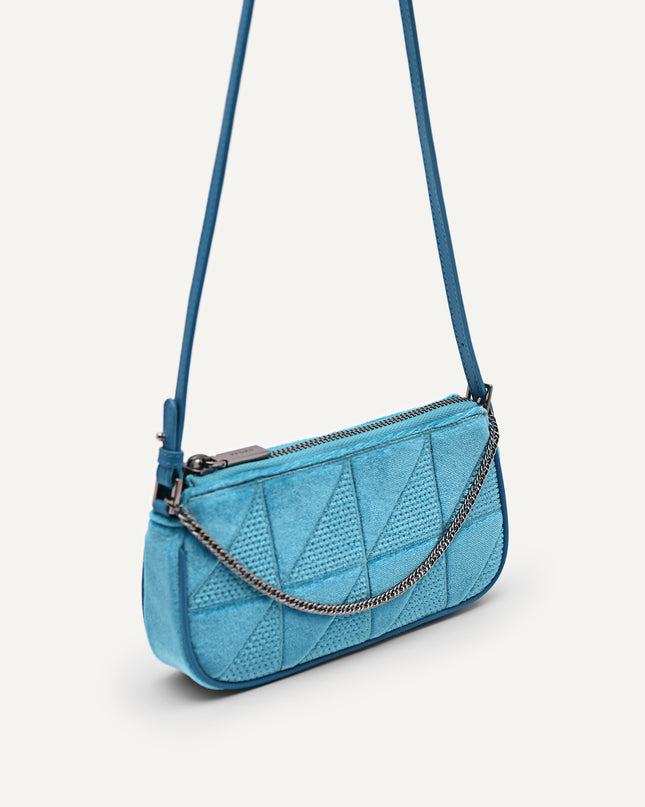 Maddy Velvet Chain Detailed Shoulder Bag - Fuchsia