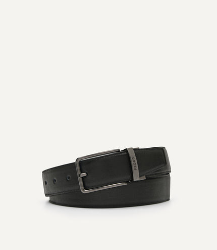 Reversible Embossed Leather Pin Belt