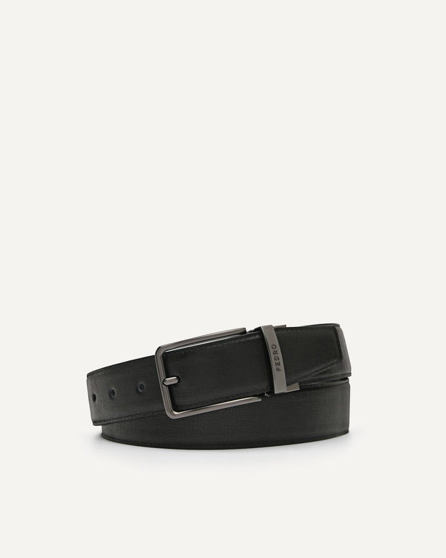 Reversible Embossed Leather Pin Belt