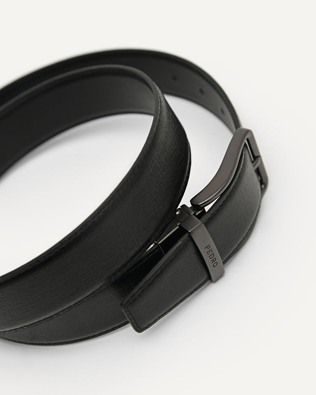 Reversible Embossed Leather Pin Belt