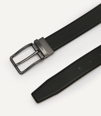 Reversible Embossed Leather Pin Belt
