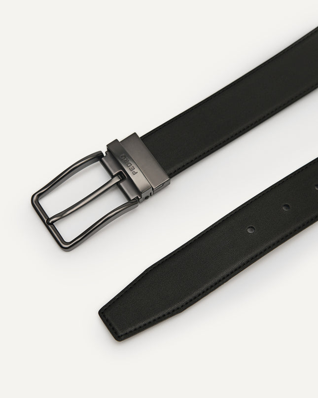 Reversible Embossed Leather Pin Belt