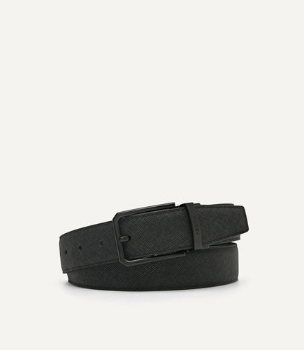 Reversible Embossed Leather Pin Belt