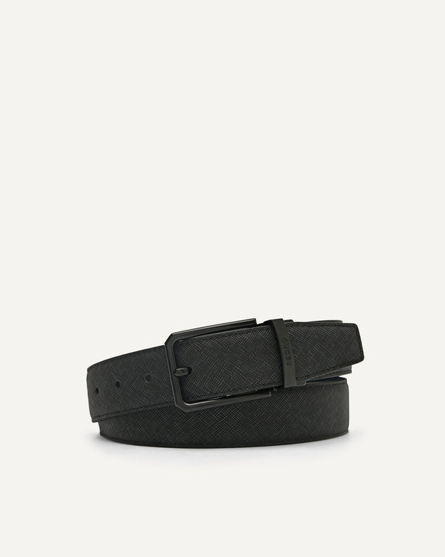 Reversible Embossed Leather Pin Belt