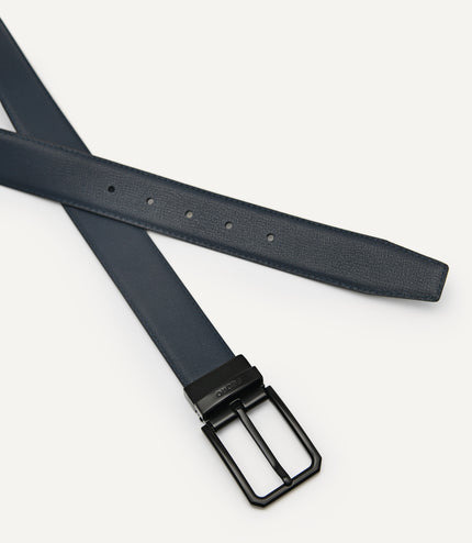 Reversible Embossed Leather Pin Belt