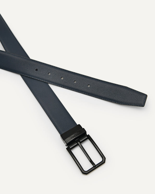 Reversible Embossed Leather Pin Belt