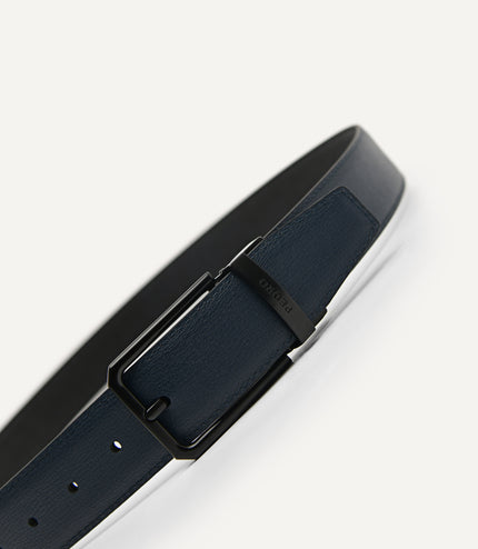 Reversible Embossed Leather Pin Belt