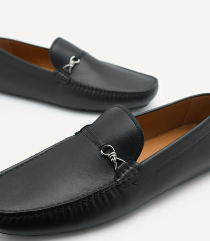 Leather Metal Bit Moccasins