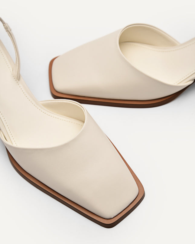 Heel Slingback Sandals - Chalk