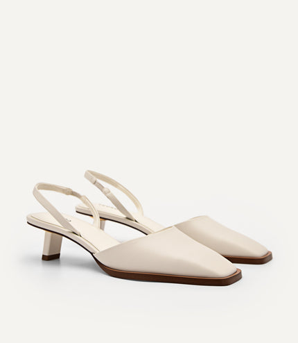 Heel Slingback Sandals - Chalk