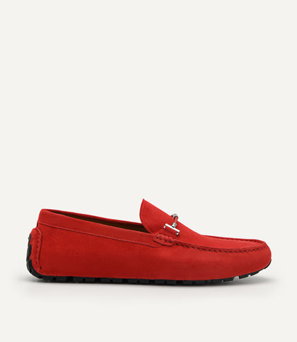 Suede Leather Moccasins - Red