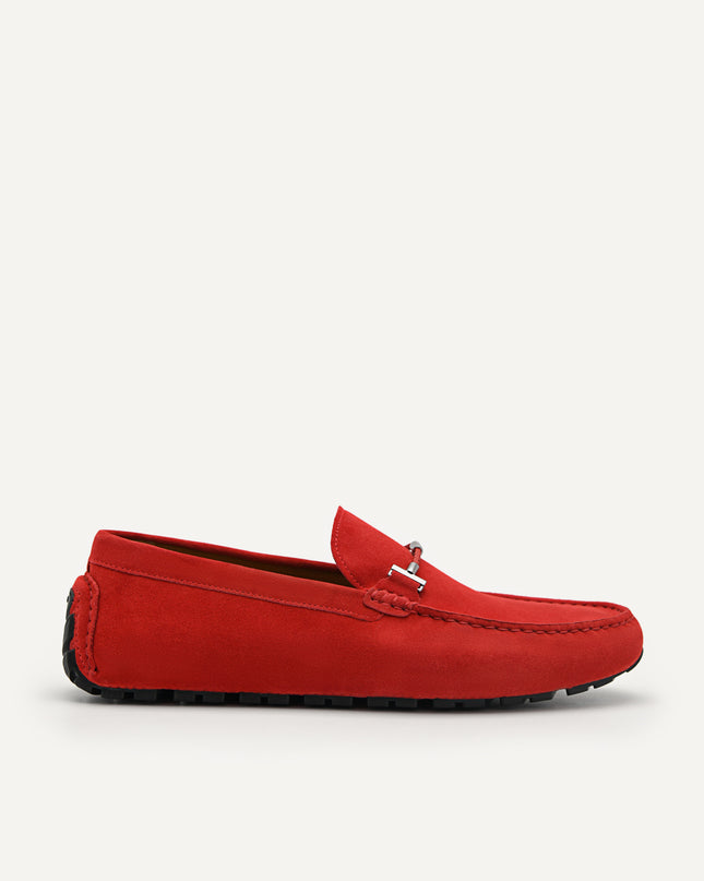 Suede Leather Moccasins - Red