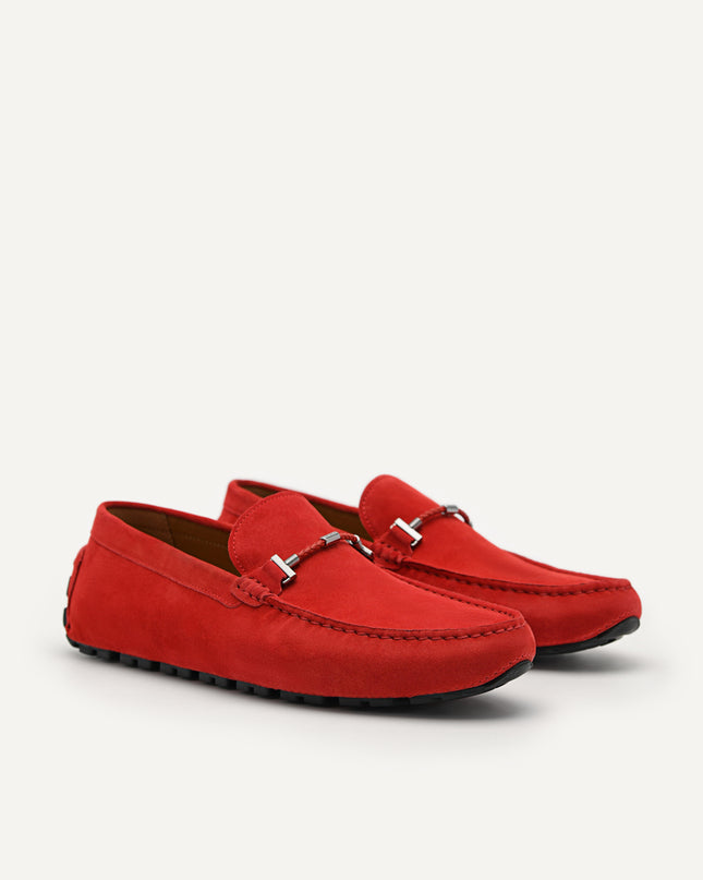 Suede Leather Moccasins - Red