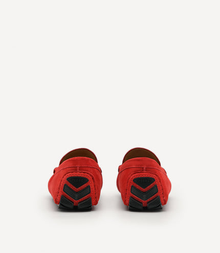 Suede Leather Moccasins - Red