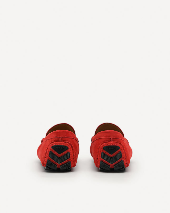 Suede Leather Moccasins - Red