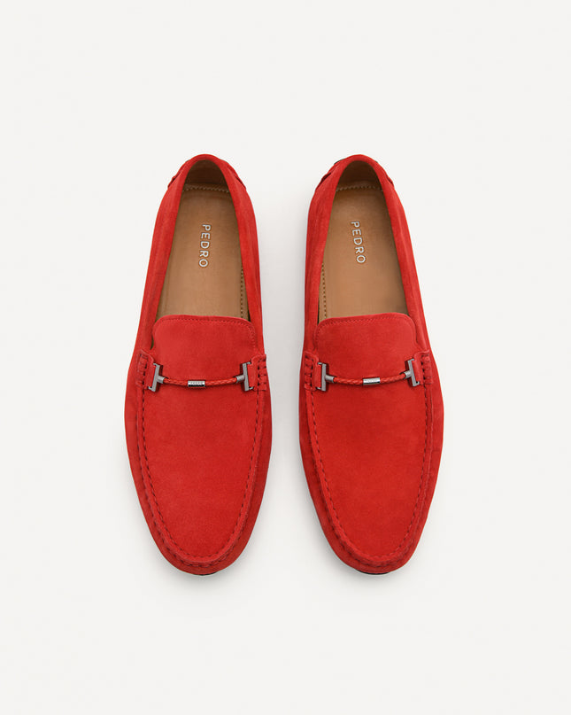 Suede Leather Moccasins - Red