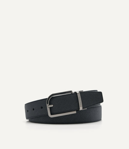 Embossed Leather Reversible Pin Belt