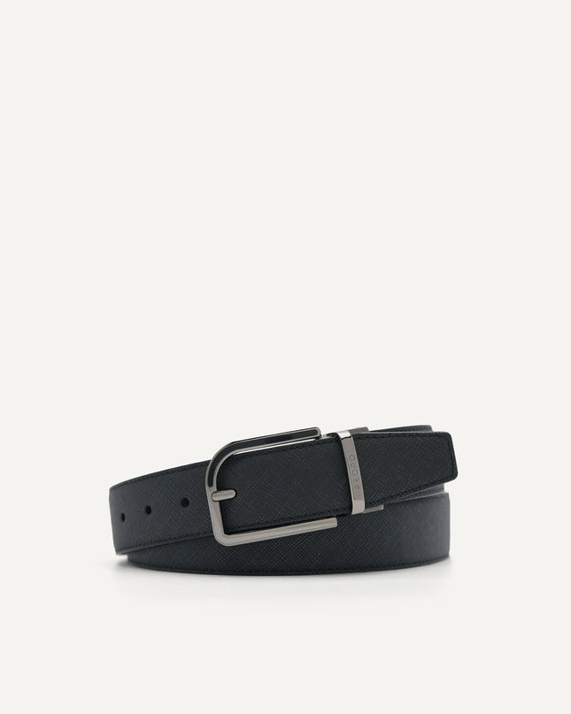Embossed Leather Reversible Pin Belt