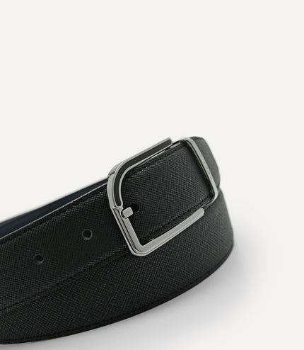 Embossed Leather Reversible Pin Belt