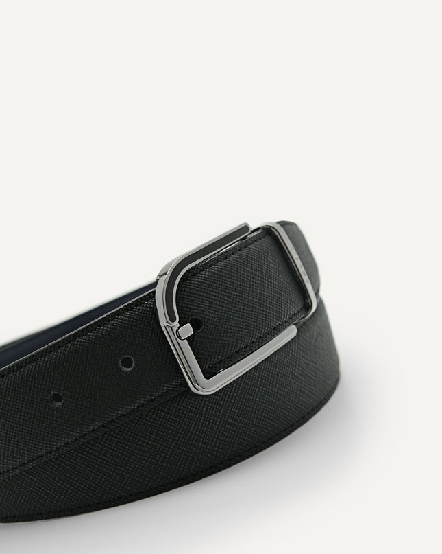 Embossed Leather Reversible Pin Belt