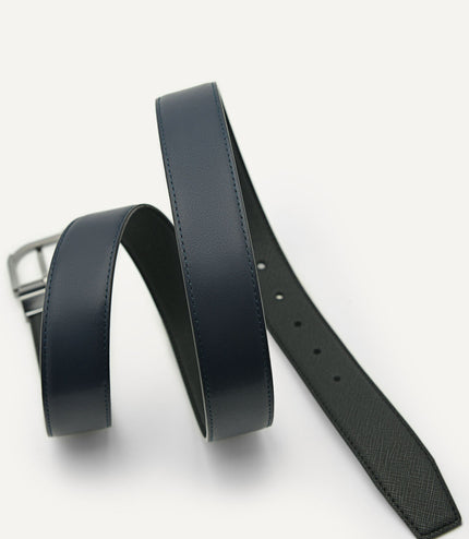Embossed Leather Reversible Pin Belt