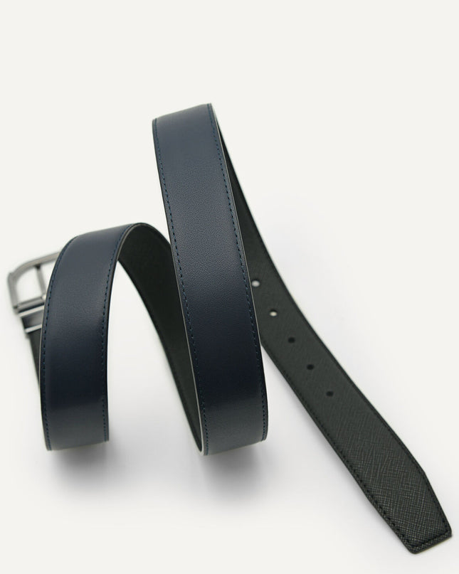 Embossed Leather Reversible Pin Belt