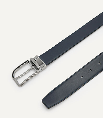 Embossed Leather Reversible Pin Belt