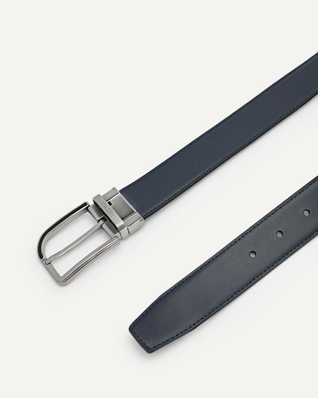 Embossed Leather Reversible Pin Belt