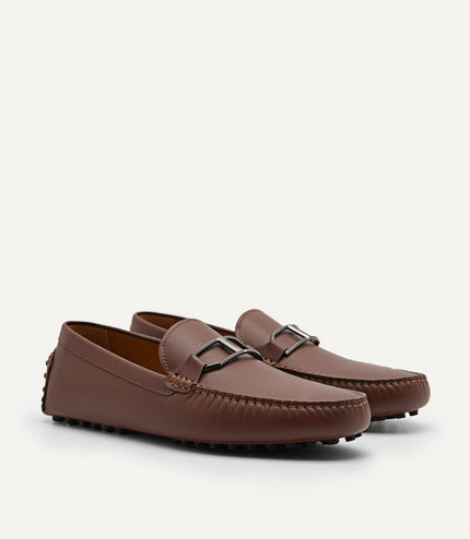 Leather Buckle Moccasins - Brown