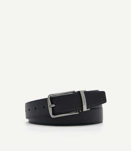 Embossed Leather Reversible Pin Belt