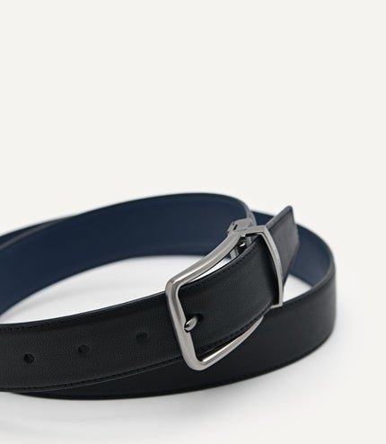 Embossed Leather Reversible Pin Belt