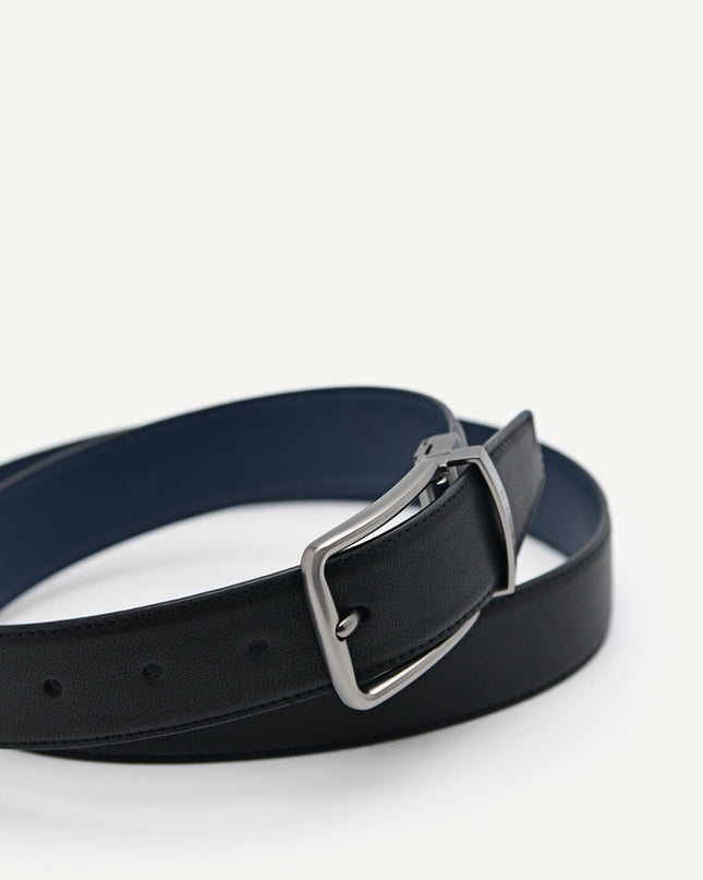 Embossed Leather Reversible Pin Belt