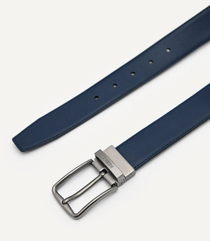Embossed Leather Reversible Pin Belt